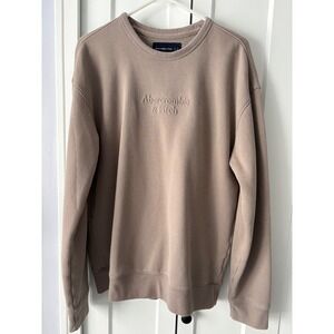 Abercrombie & Fitch Creamy Taupe Brown Large Crew Sweatshirt Cozy Soft